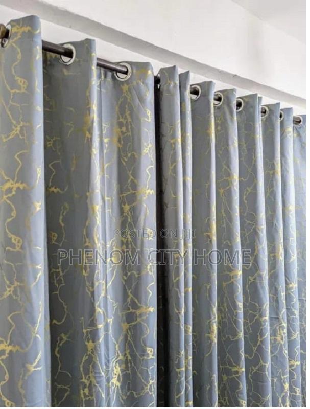 Grey Marble Design Curtain Set - main view