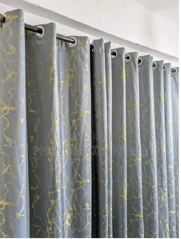 Grey Marble Design Curtain Set