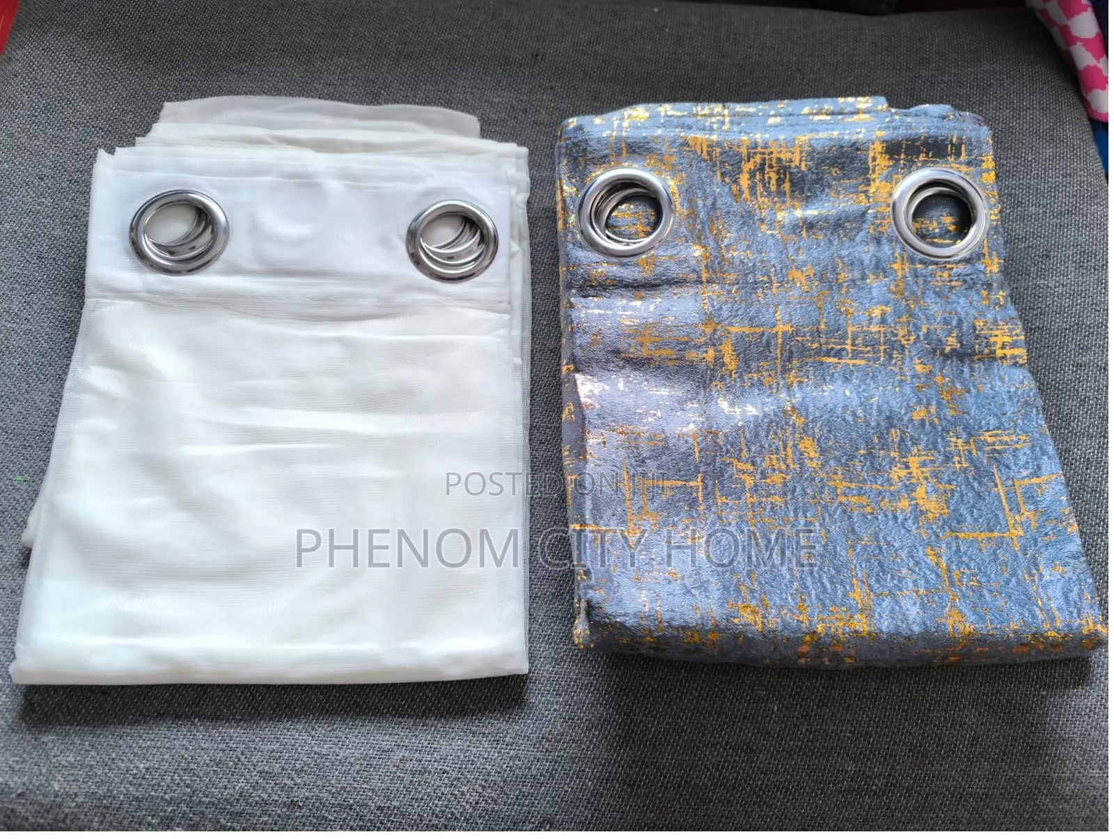 Grey Marble Design Curtain Set