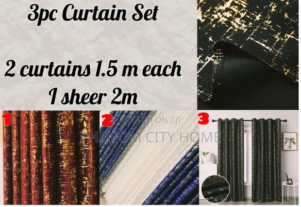 3pc Plain Curtains With Gold Available - thumbnail 2