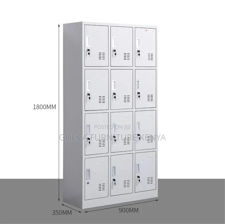 Cabinets: Secure Twelve Door Locker Metallic Storage Cabinet