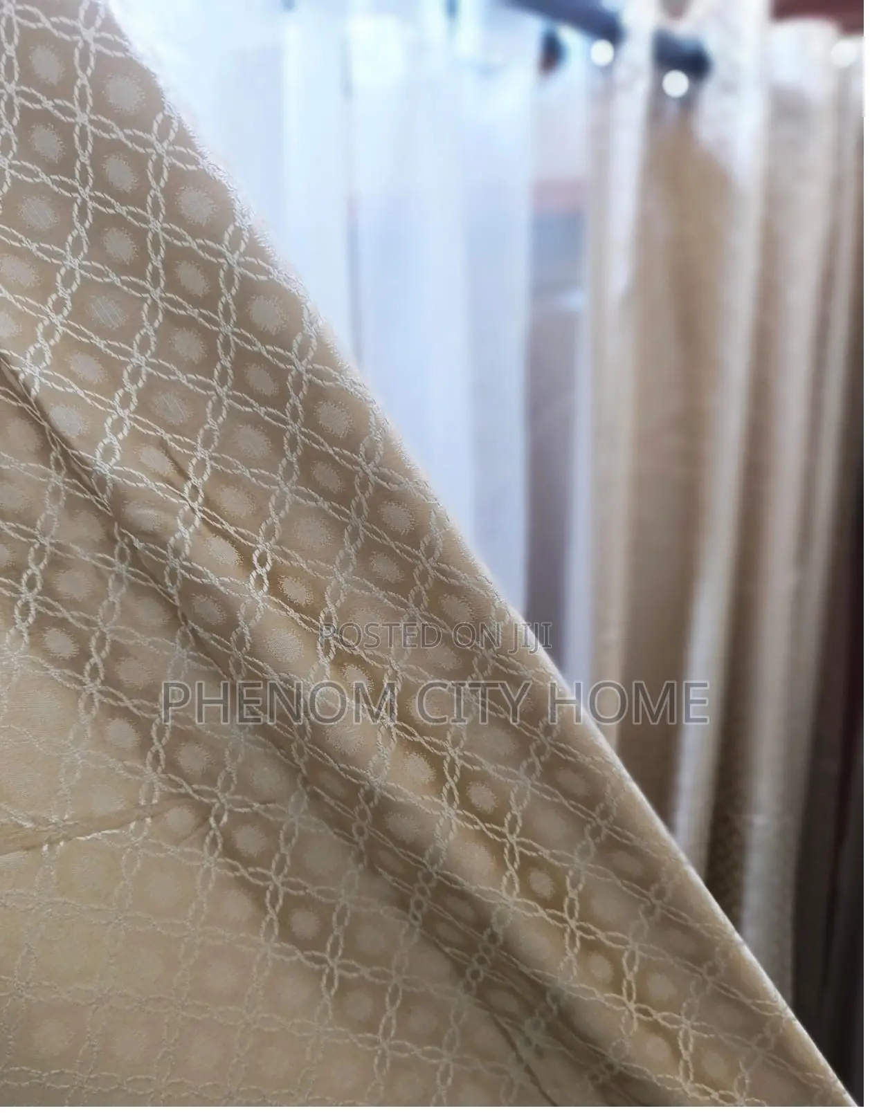Beige Patterned New Ready Curtains