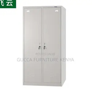 Cabinets: Metallic Two-Door Locker Office File Cabinet