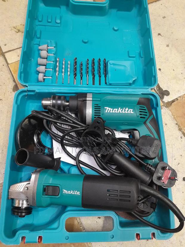Makita Drill + Grinder 4.5 " And Bits - main view