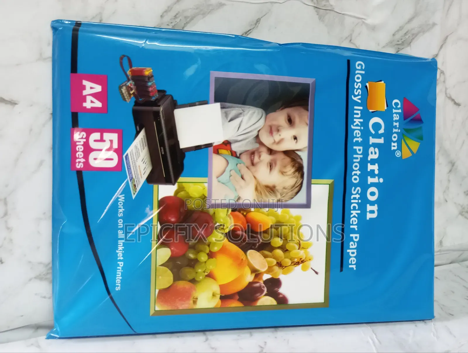 Clarion Glossy Inkjet Photo Stickers (50 Sheets)