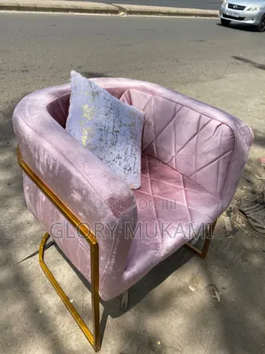 Baby Pink Puff Manicure Chair and Stool