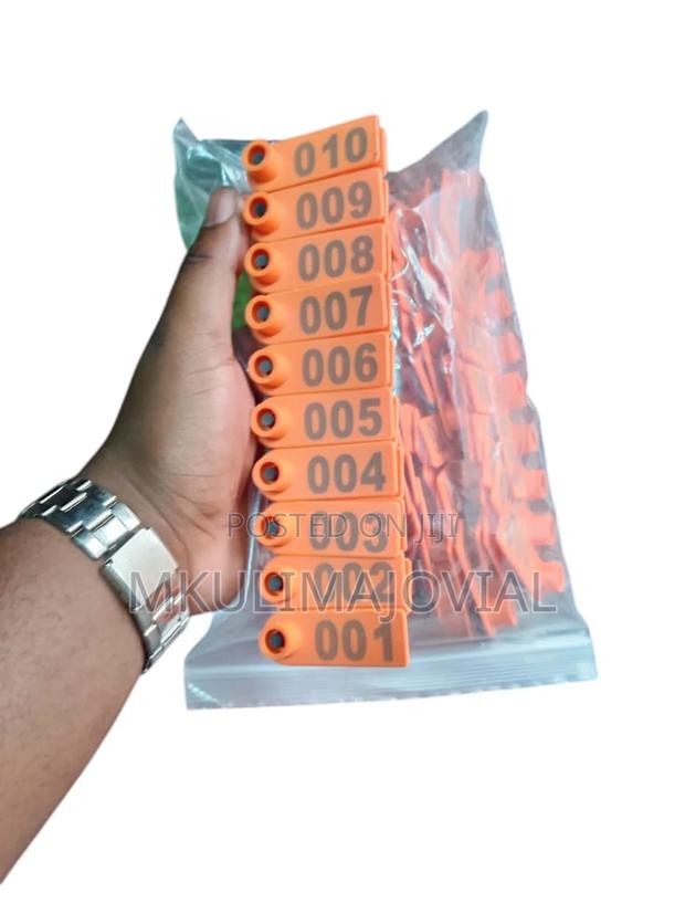 Orange Sheep/Goat Ear Tags Pack(100pcs)Numbered 001-100