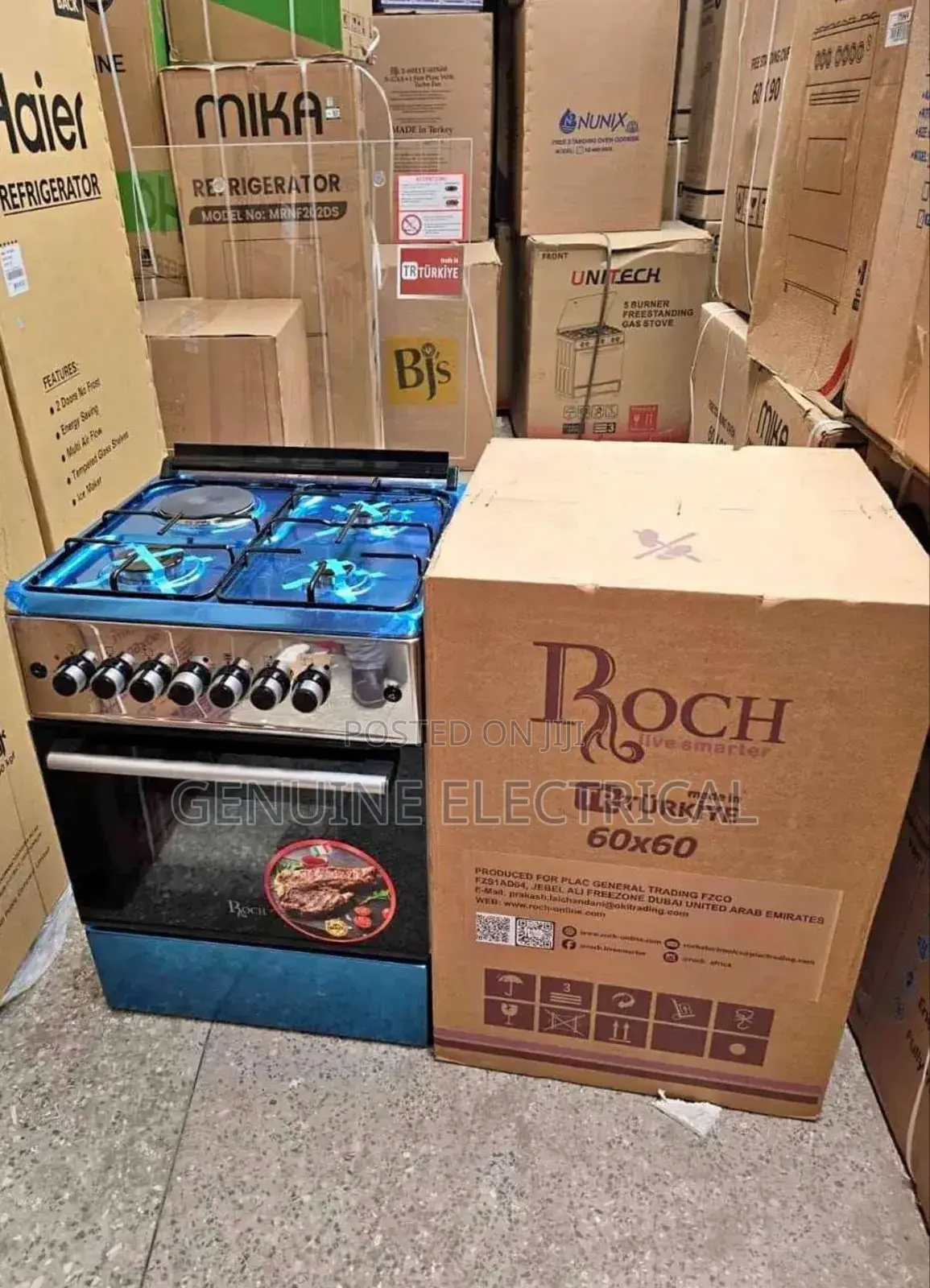 Roch 60X60 3 Gas + 1 Electric Oven, Standing Cooker