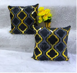 Black Gold and Grey Patterned Throwpillow Covers