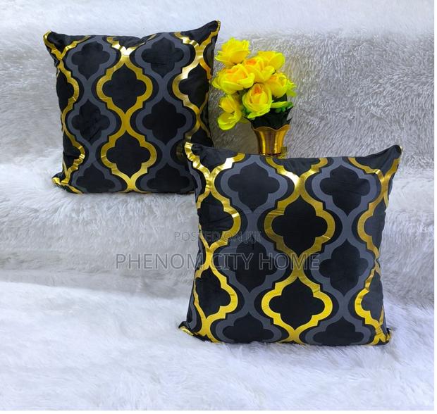 Black Gold and Grey Patterned Throwpillow Covers - thumbnail 2