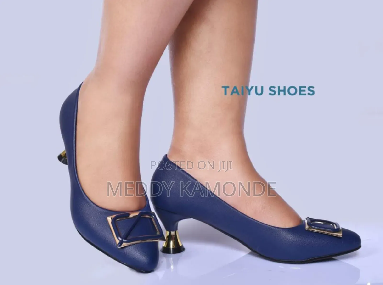 Navy Blue Beige Low Heels