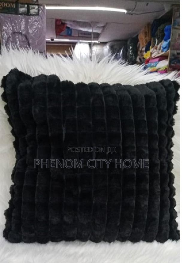 Black Fur Decorative Throwpillow Covers