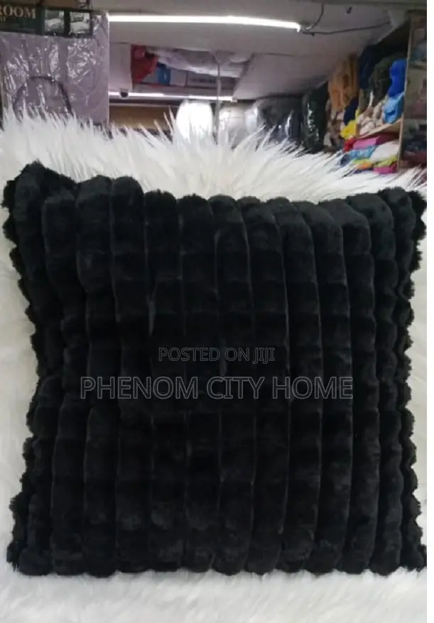 Black Fur Decorative Throwpillow Covers