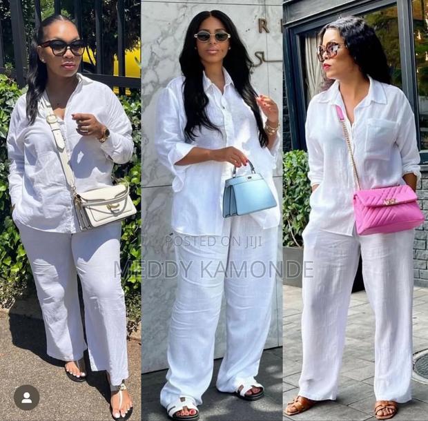 White Green 2pc Cotton Set - main view
