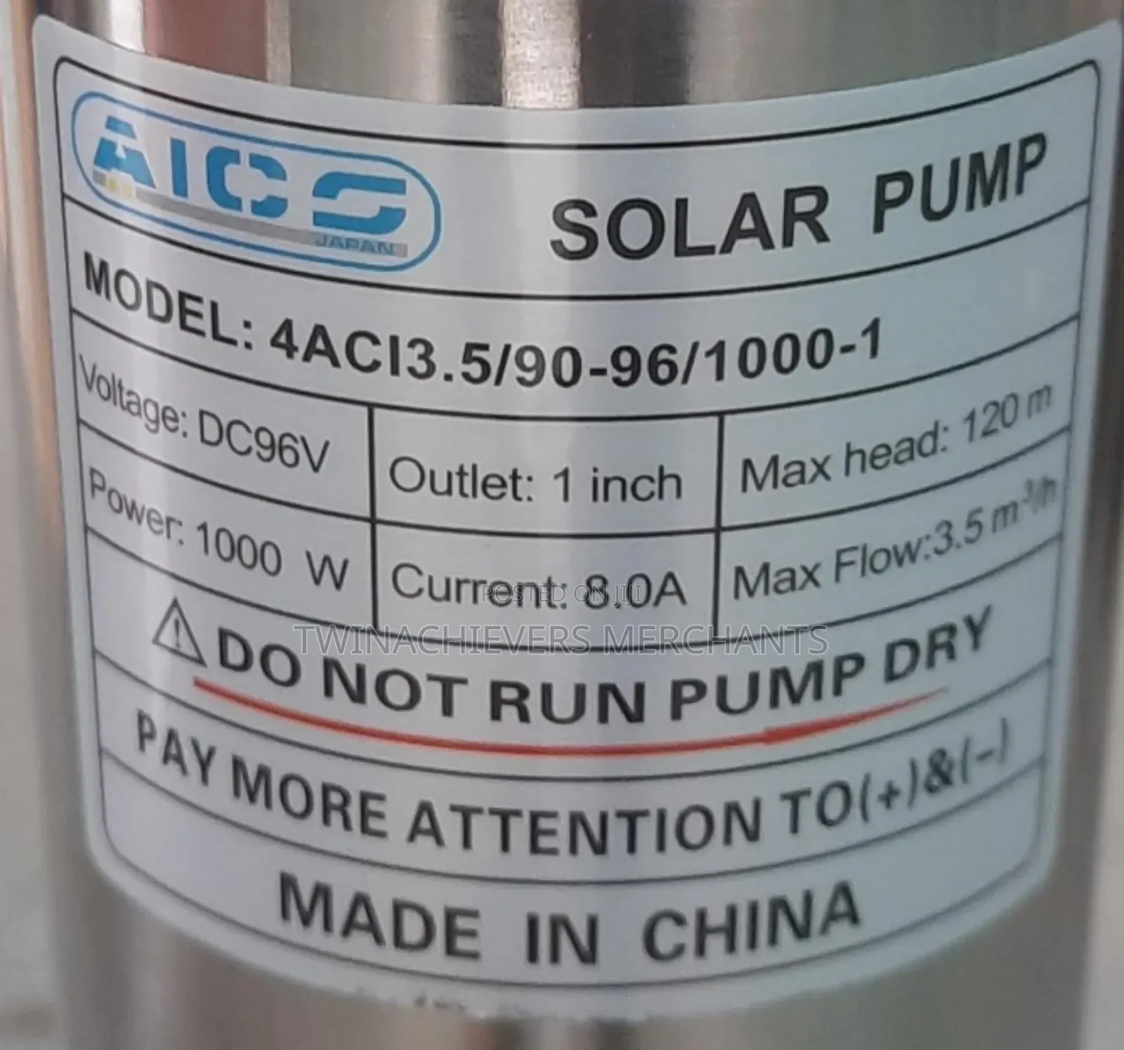 Solar Deep Well Submersible Water 120m 1000w