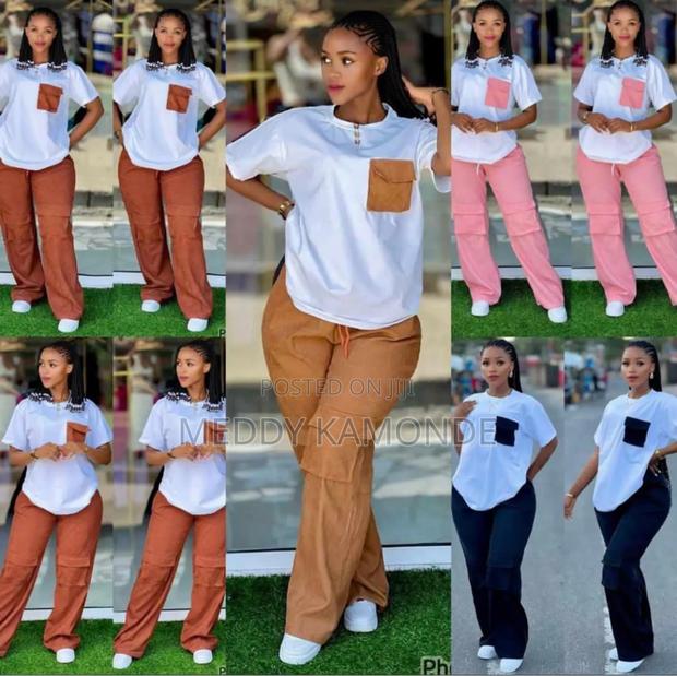 Brown Pink 2pc Trouser Set