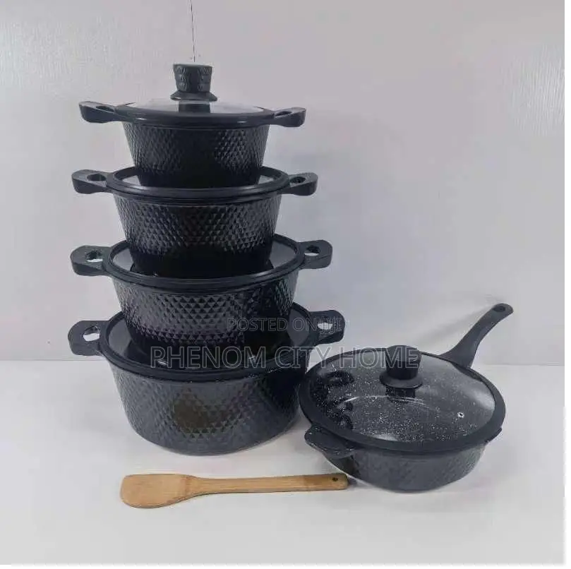 Black Bosch 11pc Cookware With Silicone Lid Covers