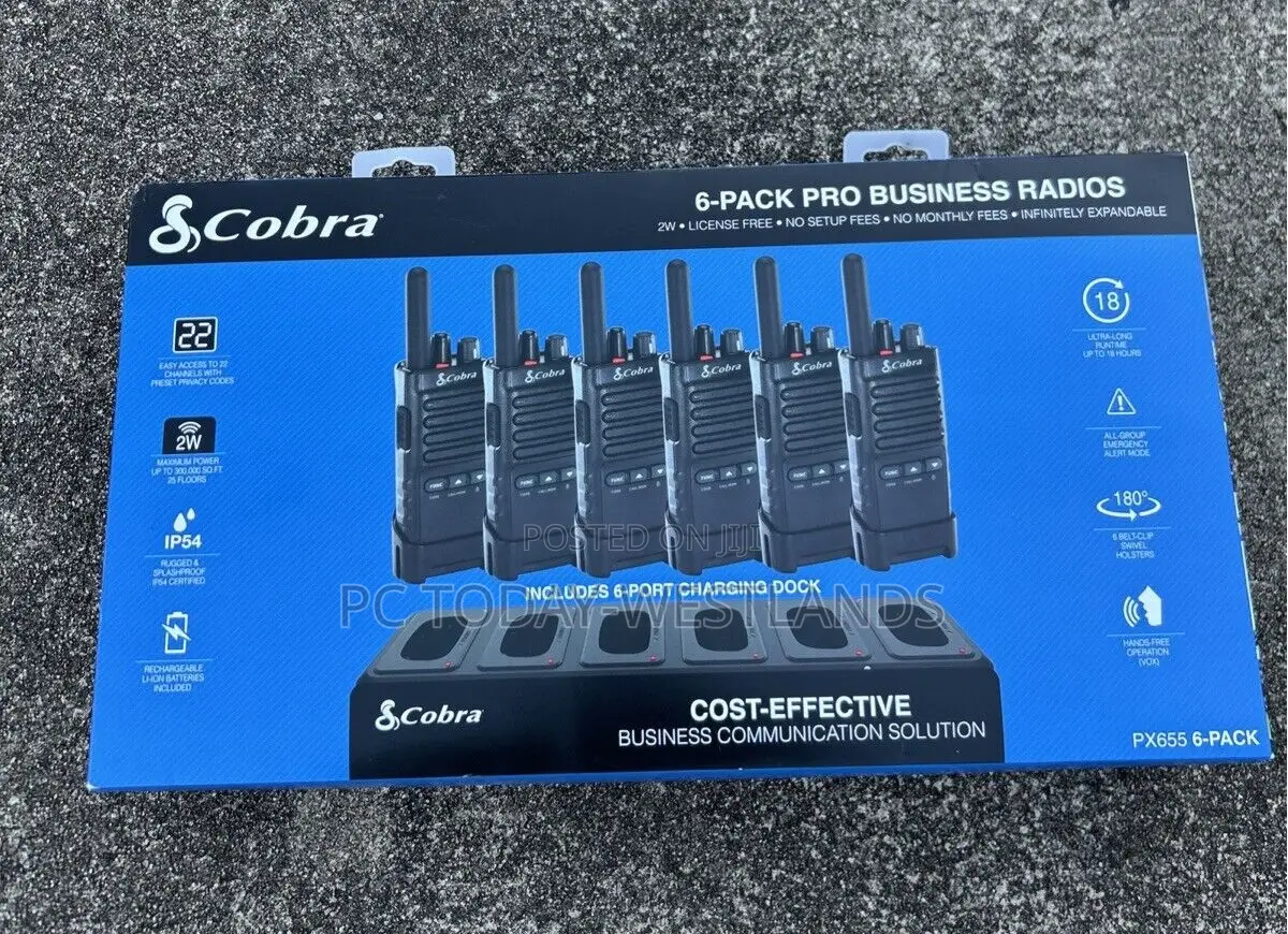 Cobra Px655-Bch6 6-Pack Pro Business Radios W/ Charging Dock