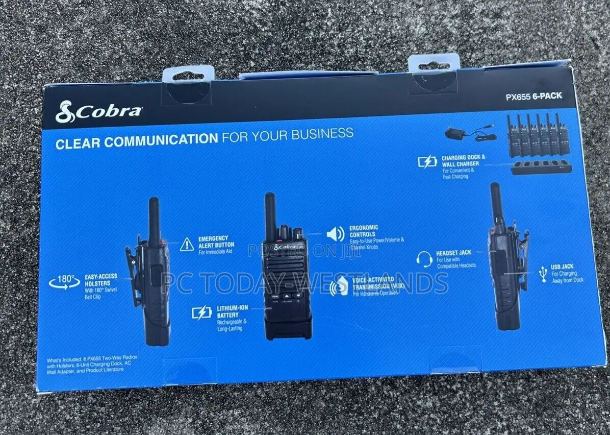 Cobra Px655-Bch6 6-Pack Pro Business Radios W/ Charging Dock