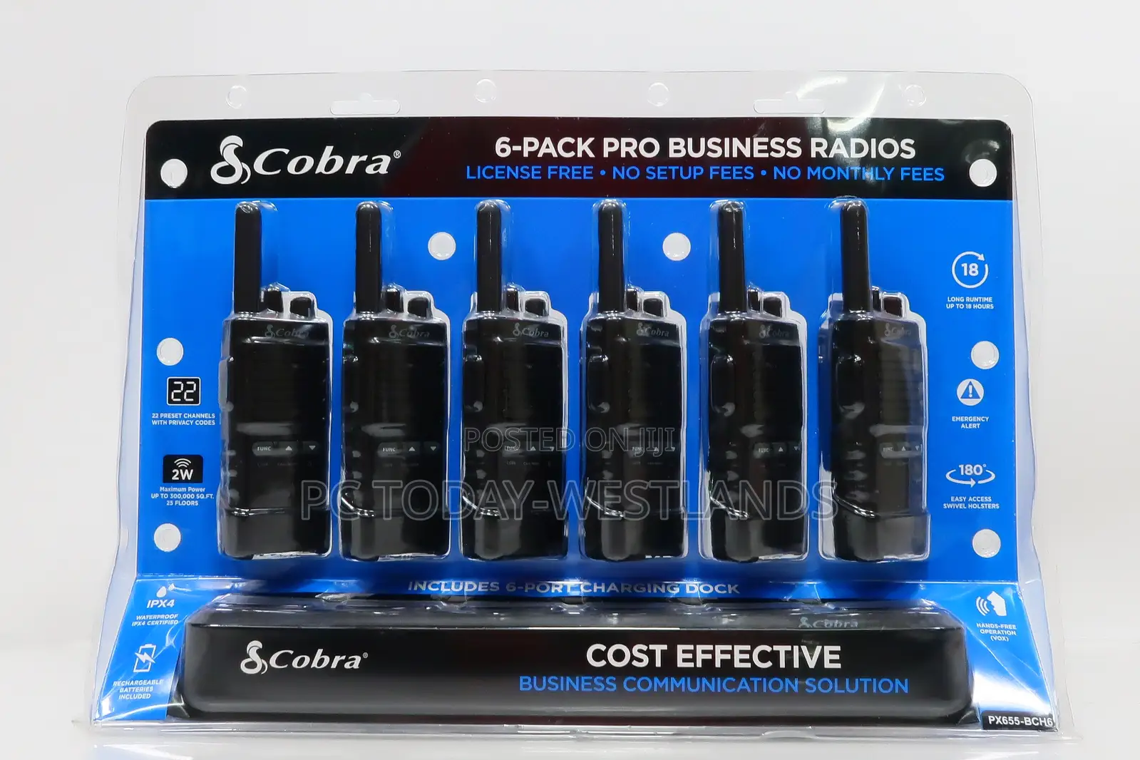 Cobra Px655-Bch6 6-Pack Pro Business Radios W/ Charging Dock