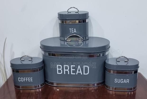 Galvanized Metallic Ribbon Bread Bin 10L With 3 Canisters - thumbnail 2