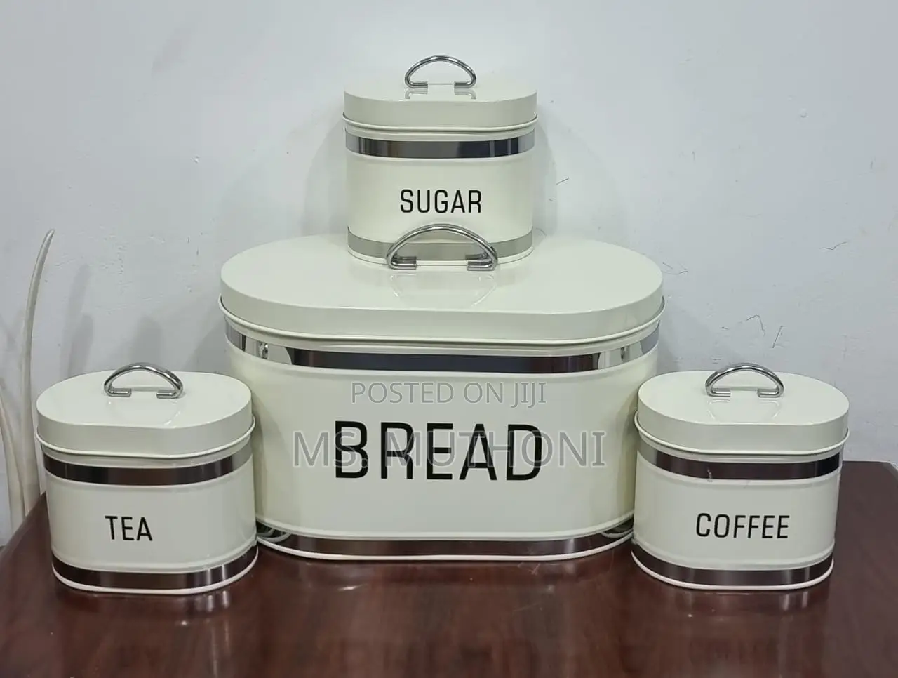 Galvanized Metallic Ribbon Bread Bin 10L With 3 Canisters