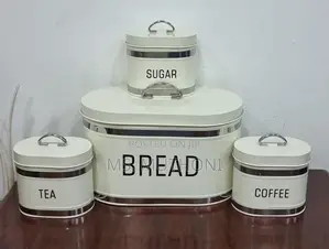 Galvanized Metallic Ribbon Bread Bin 10L With 3 Canisters