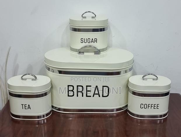 Galvanized Metallic Ribbon Bread Bin 10L With 3 Canisters - thumbnail 3