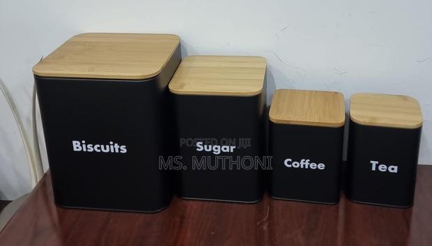 4in1 Galvanized Metallic Organizer Set Bamboo Lids