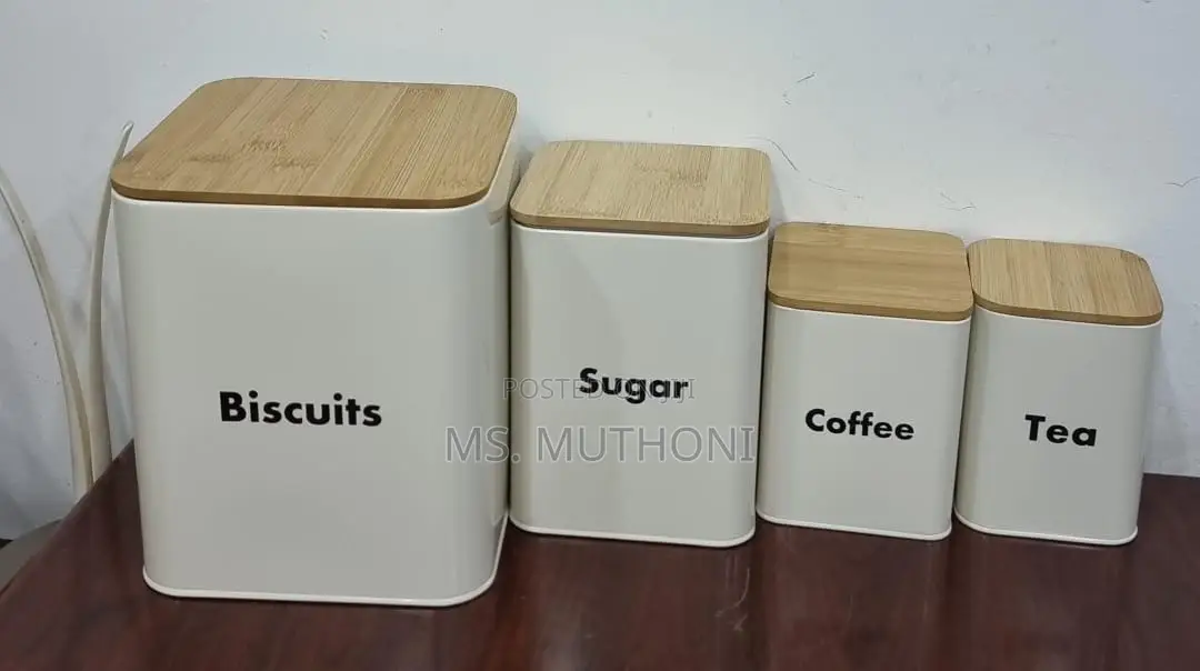 4in1 Galvanized Metallic Organizer Set Bamboo Lids