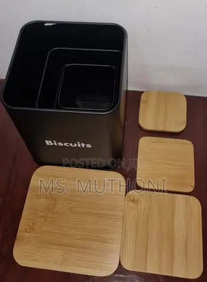 4in1 Galvanized Metallic Organizer Set Bamboo Lids