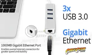 Speed 3-Port USB 3.0 Hub + Gigabit Ethernet Network Adapter