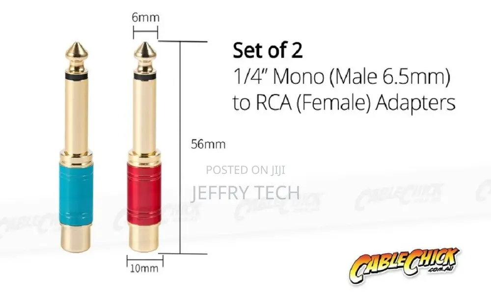 RCA Socket to 6.5mm Mono Adapters RCA to 1/4" Adapters)