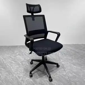 Office Chairs: Contemporary Black Upholstery Headrest Chair