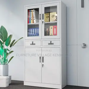 Half-Glass Cabinet; Modern Steel Office Storage Unit
