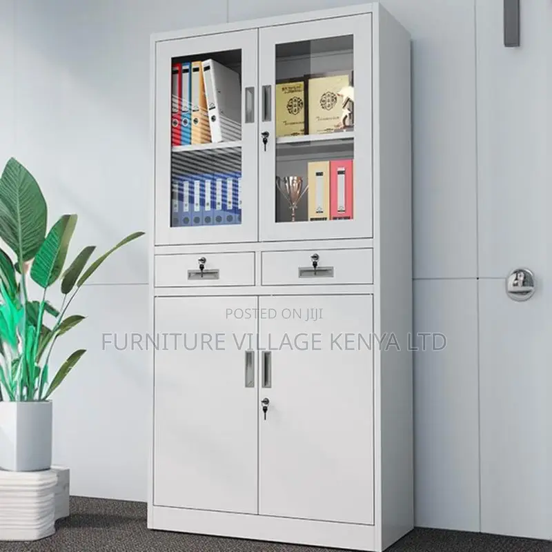 Half-Glass Cabinet; Modern Steel Office Storage Unit