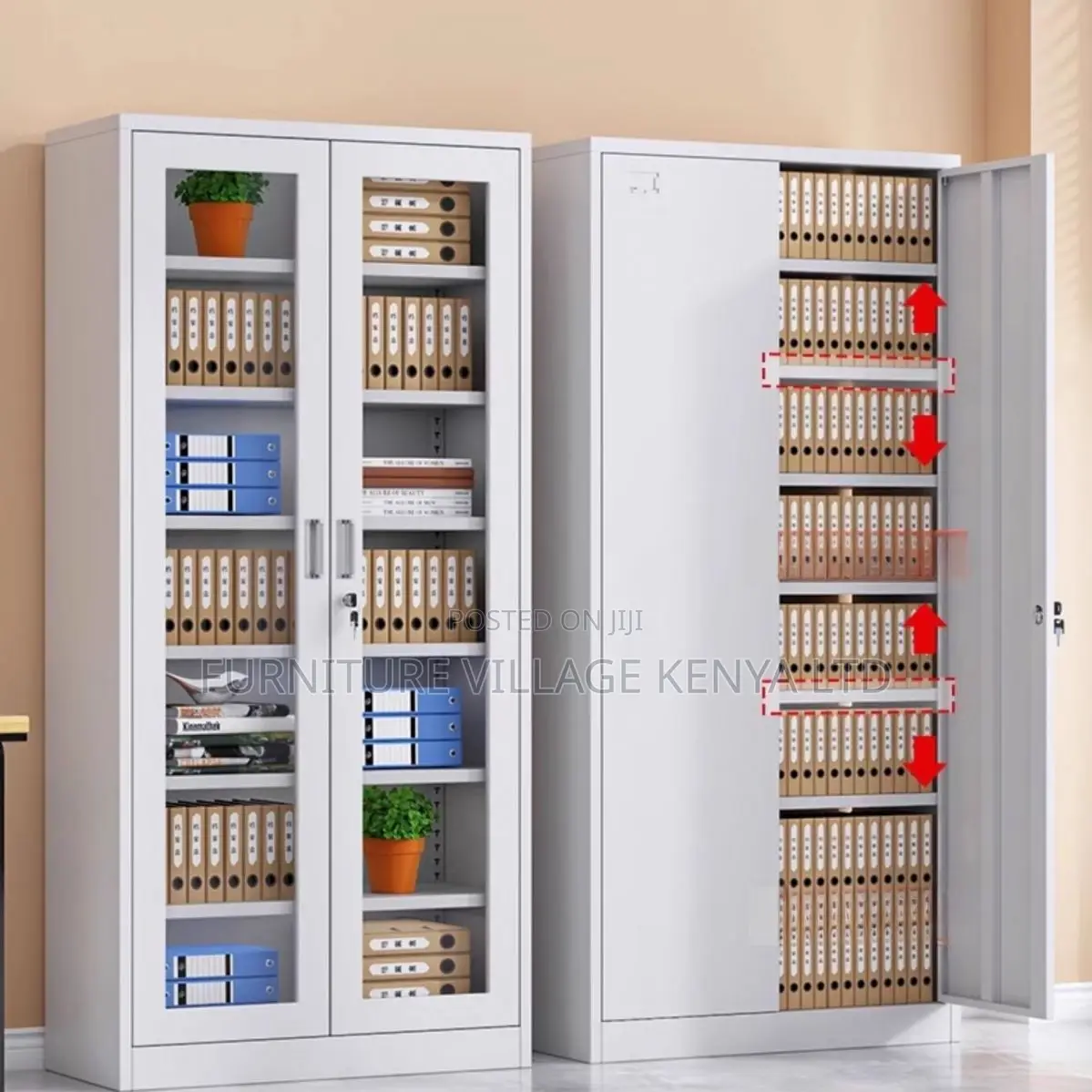 Half-Glass Cabinet; Modern Steel Office Storage Unit