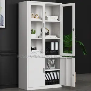 Storage Cabinet: Glass-Fronted Lockable Office Storage Unit