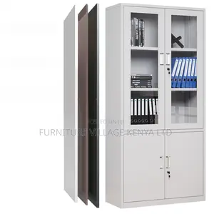 Storage Cabinet: Glass-Fronted Lockable Office Storage Unit