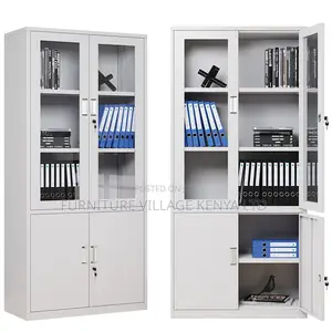 Storage Cabinet: Glass-Fronted Lockable Office Storage Unit