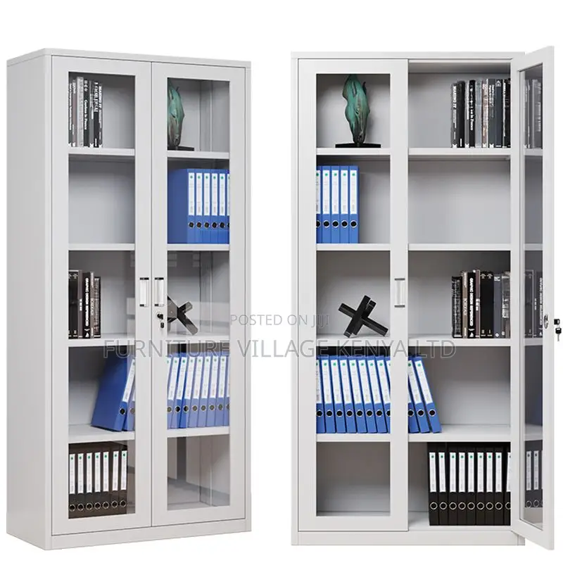 Storage Cabinet: Glass-Fronted Lockable Office Storage Unit