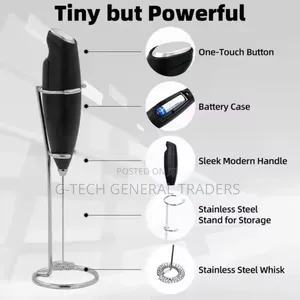 Powerful Handheld Milk Frother With Stand Battery