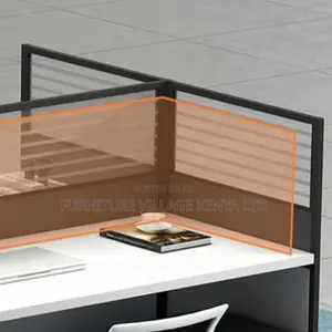 Office Workstations; 4-Way White Modular Office Workspace