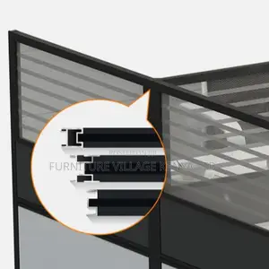 Office Workstations; 4-Way White Modular Office Workspace