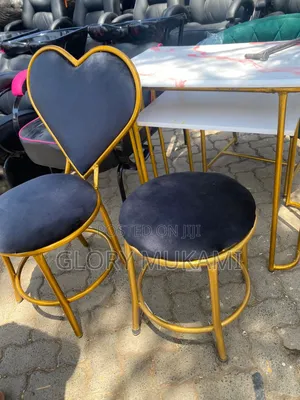 Black Velvet Puff Stool and Love Chair