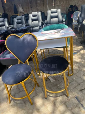 Black Velvet Puff Stool and Love Chair