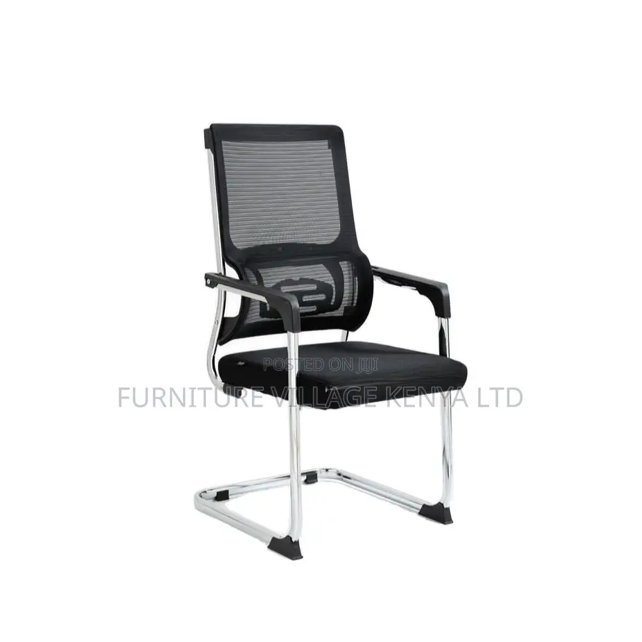 Office Seats; Mesh-Back Cantilever Boardroom Seat in Black