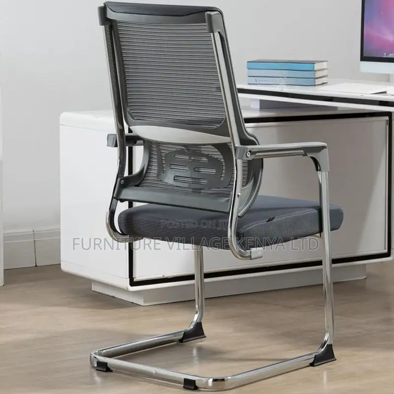 Office Seats; Mesh-Back Cantilever Boardroom Seat in Black