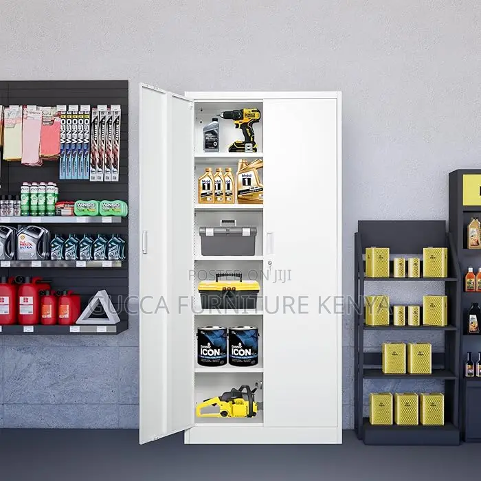 Cabinets: 2 Lockable Steel Door Home Storage Cabinet