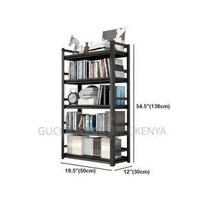 Cabinets: Metal Etagere Black Industrial Vertical Bookshelf